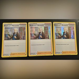 3 RARE 2022 Professor’s Research holographic Pokémon trainer cards